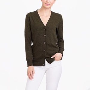 J Crew Heathered Olive Green Cardigan